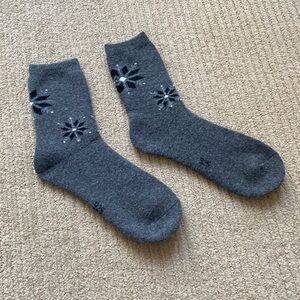 Wool Long Ankle Crew Socks grey size 8.